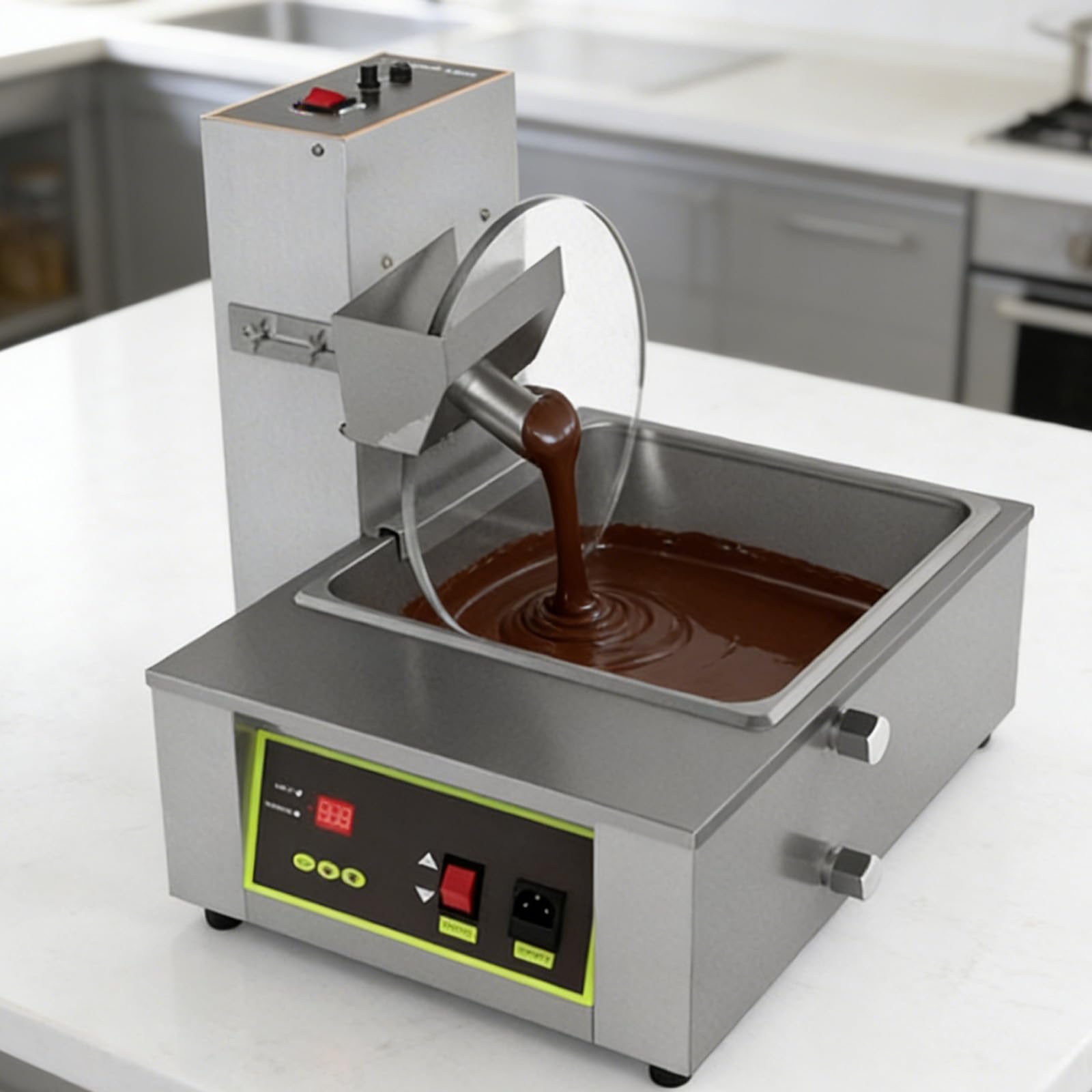 Máquina de fusión de chocolate, máquina de templado comercial con rueda mezcladora, control de velocidad ajustable, cuerpo de acero inoxidable, para panaderías y tiendas de dulces
