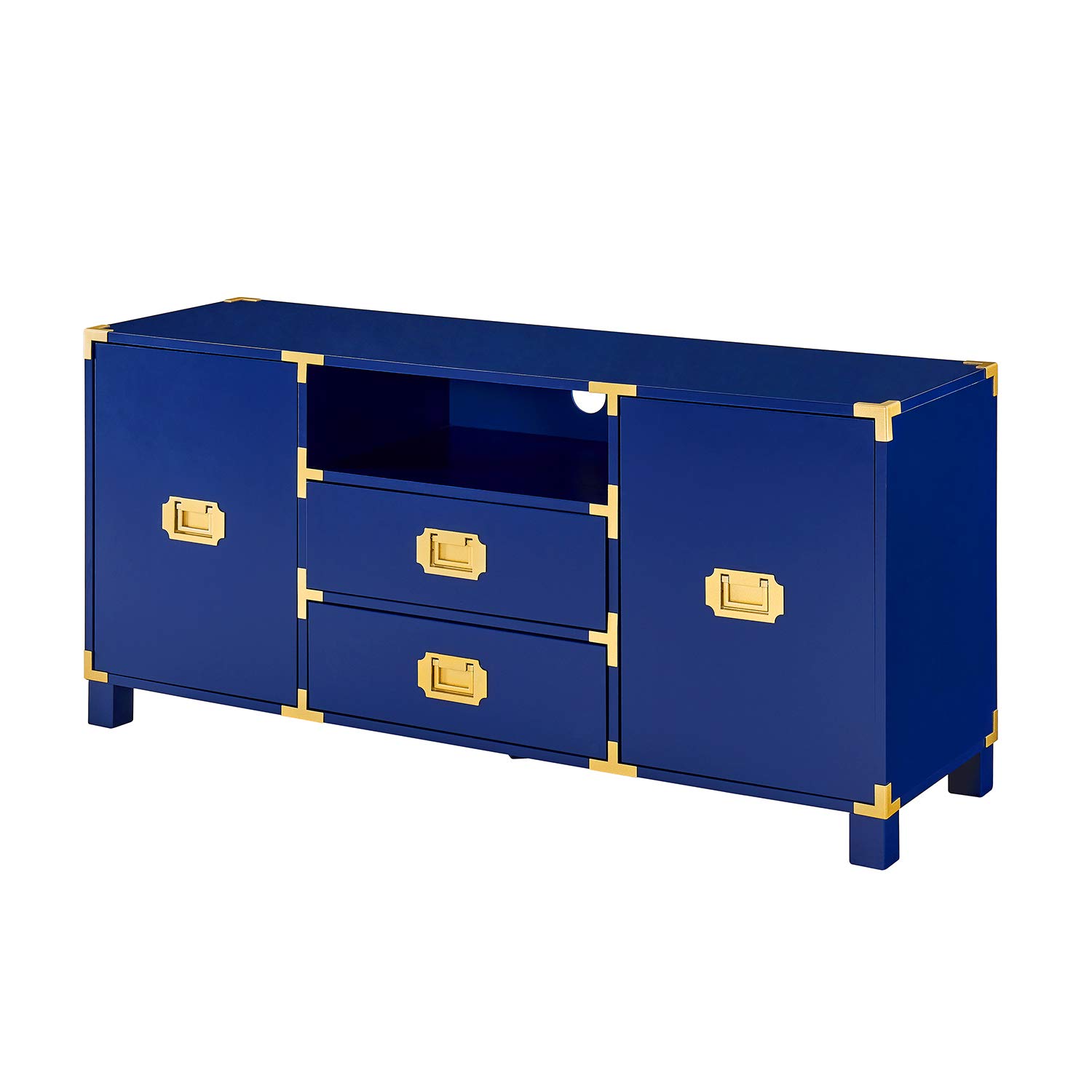 SEI Furniture Campaign Tall Storage Entertainment Center, Media Stand, Navy