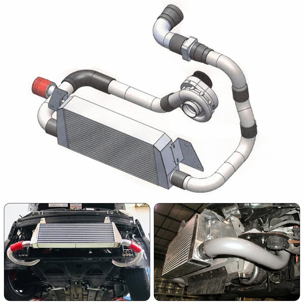 Intercooler aluminiowy 320 * 140 * 65mm Uniwersalny pasek i płyta intercoolera Turbo OD = 2,5 "Intercooler montowany z przodu LZ-ECB869