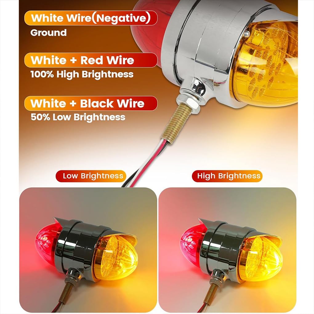 Ailan 14 2 piezas ámbar rojo doble cara 34 LED luces de señal de con visera