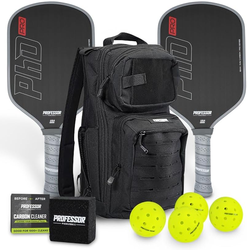 Professor PhD - Raqueta de paleta de pickleball de fibra de carbono cruda, aprobada por Estados Unidos, núcleo de panal de abeja, potencia y control