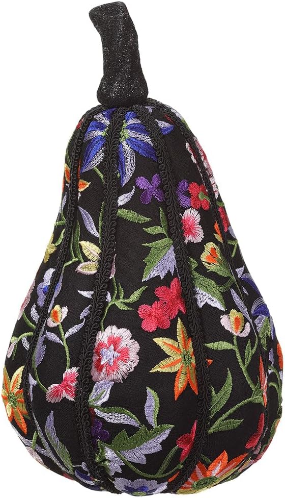 13" Hx7.5 W Halloween Floral Gourd -Black (Pack of 4)