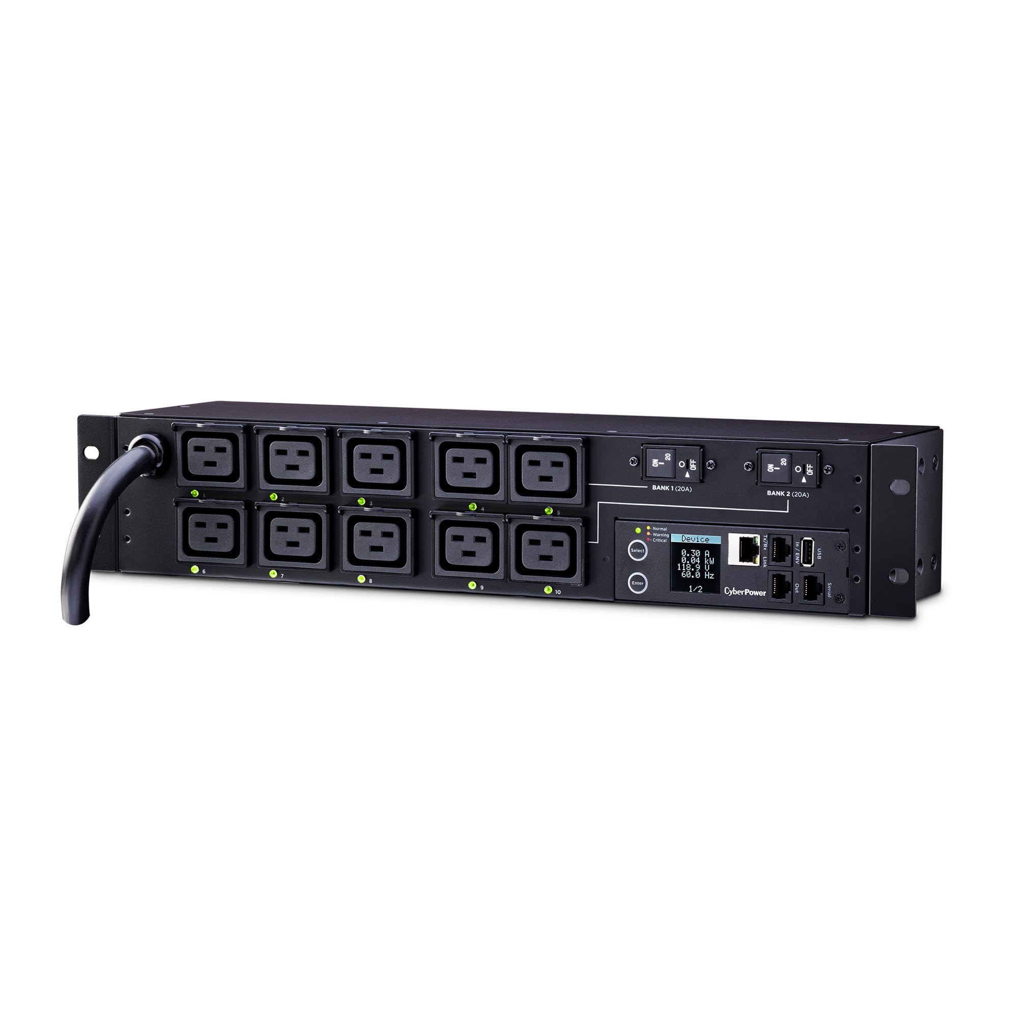 CyberPower PDU81009 Switched Metered-By-Outlet PDU, 200-240V/30A, 10 Outlets, 2U Rackmount