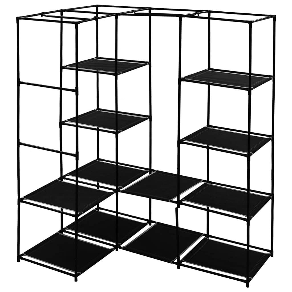 Homgoday Armario esquinero negro de 130 x 87 x 169 cm, armario de ropa, armario de almacenamiento de ropa, armario para muebles de dormitorio