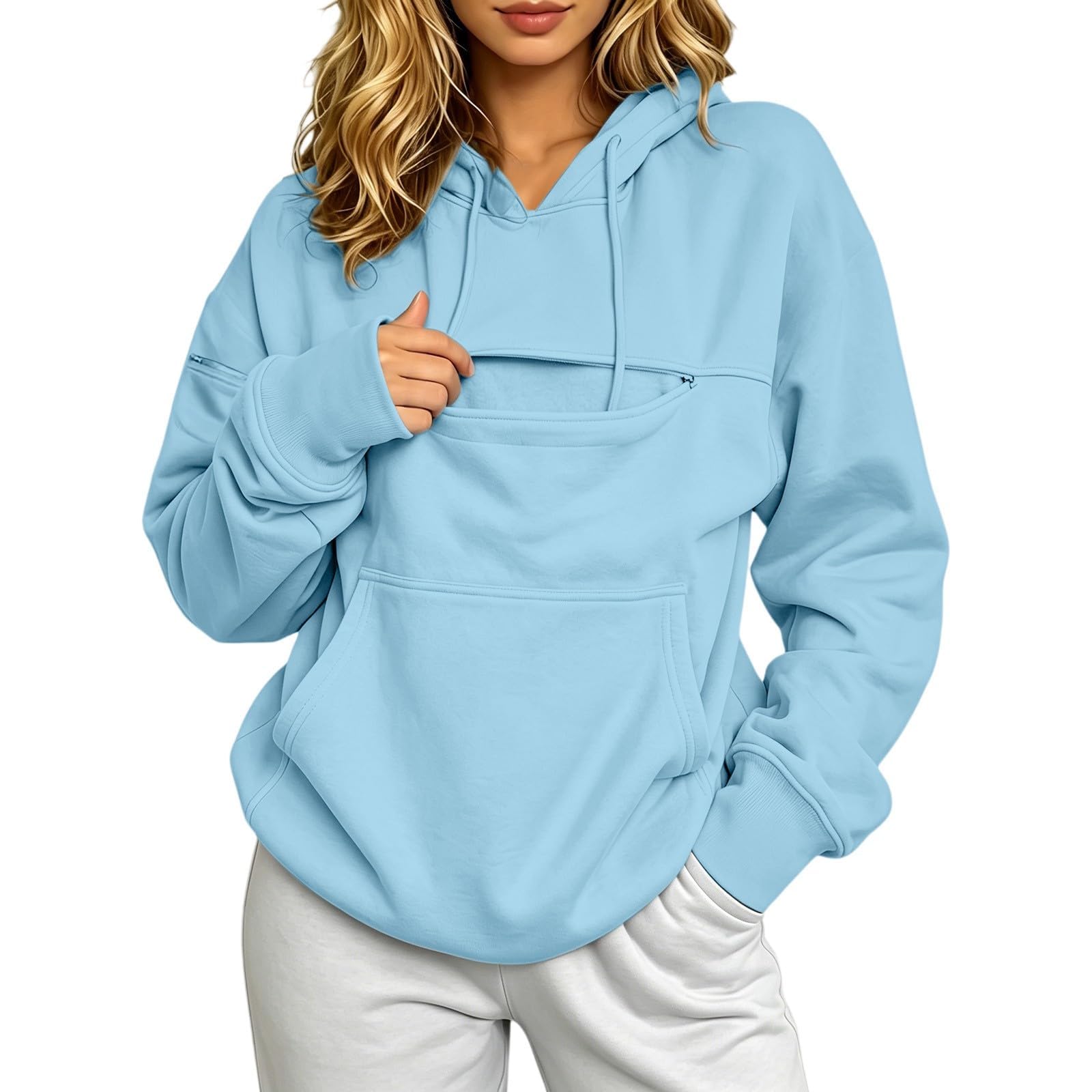 Cat Hoodie with Pouch Zip Front Sweatshirt Kangaroo Pocket Pet Sweatshirt