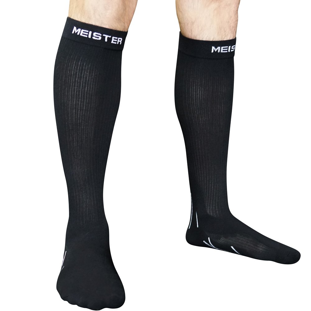 Meister Graduated 20-25mmHg Compression Running Socks for Shin Splints (Pair) - Black - Medium - Image 2