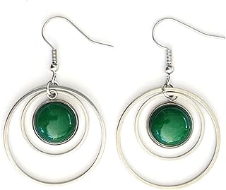 ASTER ALHELÍ - Pendientes Mujer Aros Acero Inoxidable con Piedras Naturales - Gema Semipreciosa Colores Amuleto de Protección - Joyas de Mujer - Aros Plata Mujer Perfectos para Regalo (Jade Verde)