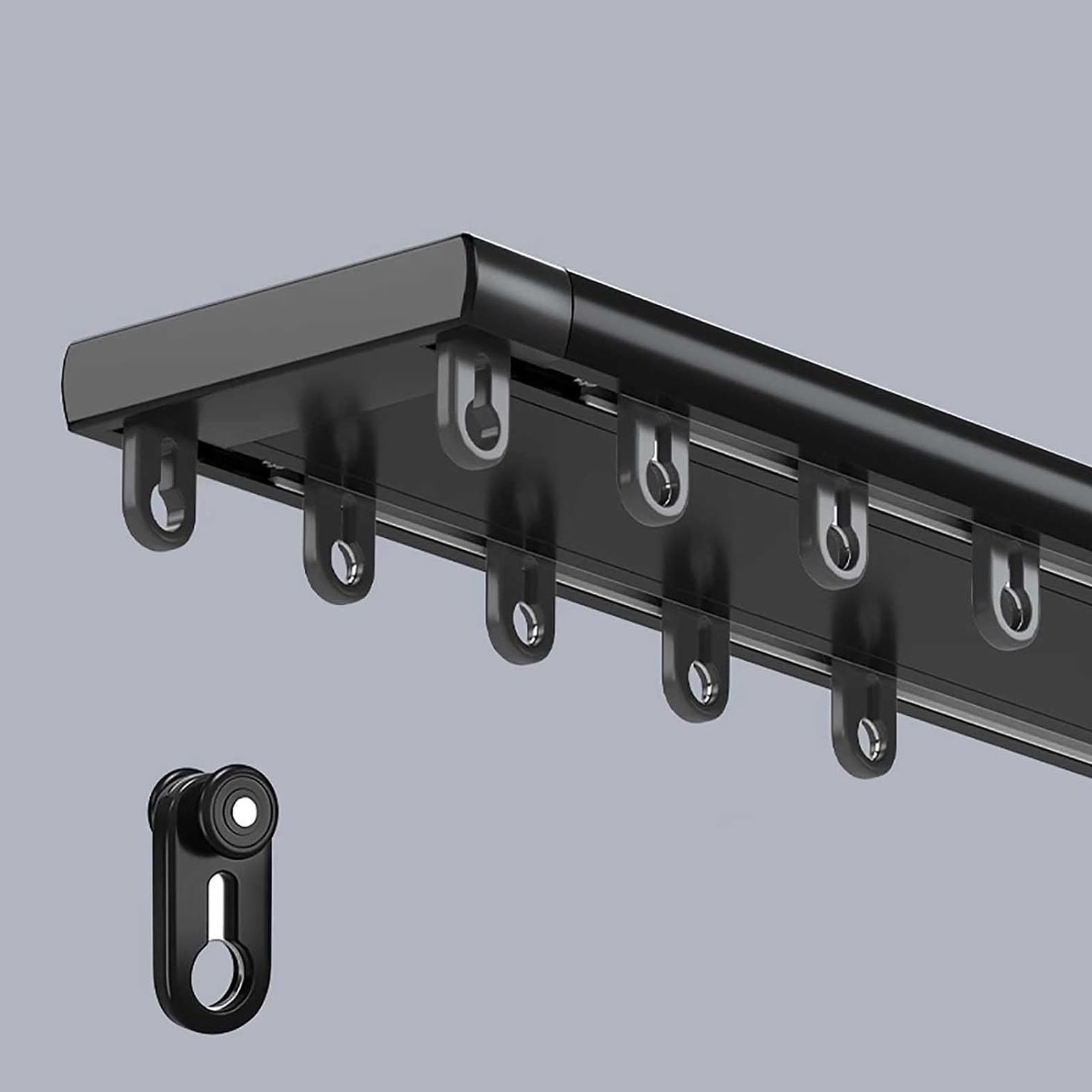 Ceiling Curtain Track Double Row Heavy Duty Aluminum Curtain Rail Ceiling Mount Room Divider Track System for Living Room Bedroom Quiet Slide Curtain Track Set with Hooks Rollers(Black,3.3m/10.8ft)