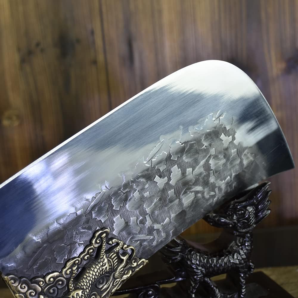 MAYiT Meat Cleaver Knife, Cleaver Knife 8.5 Inch Handmade Forged Chef Knife 7CR17 Stainless Steel Full Tang Kitchen Butcher Chopper Meat Boning Knife