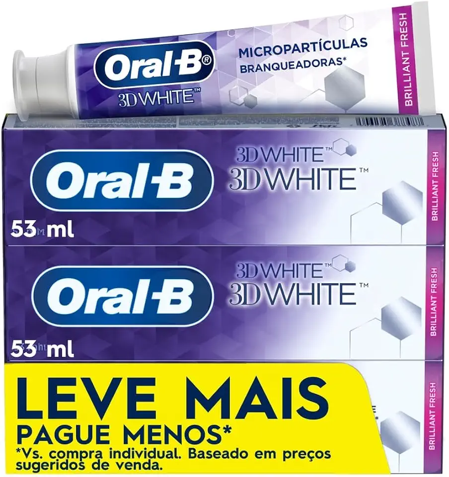 Oral-B Pasta de Dente 3D White Brilliant Fresh, 3 Unidades de 70 g