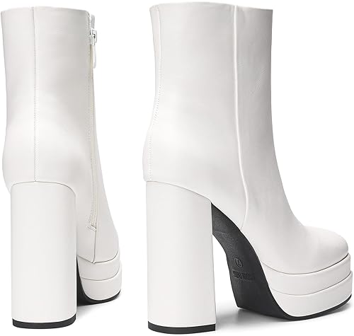 Miniatura 4 de DREAM PAIRS Botas de tobillo Gogo con plataforma para mujer, tacones altos y gruesos, punta cuadrada, cómodas, para fiesta, vestido