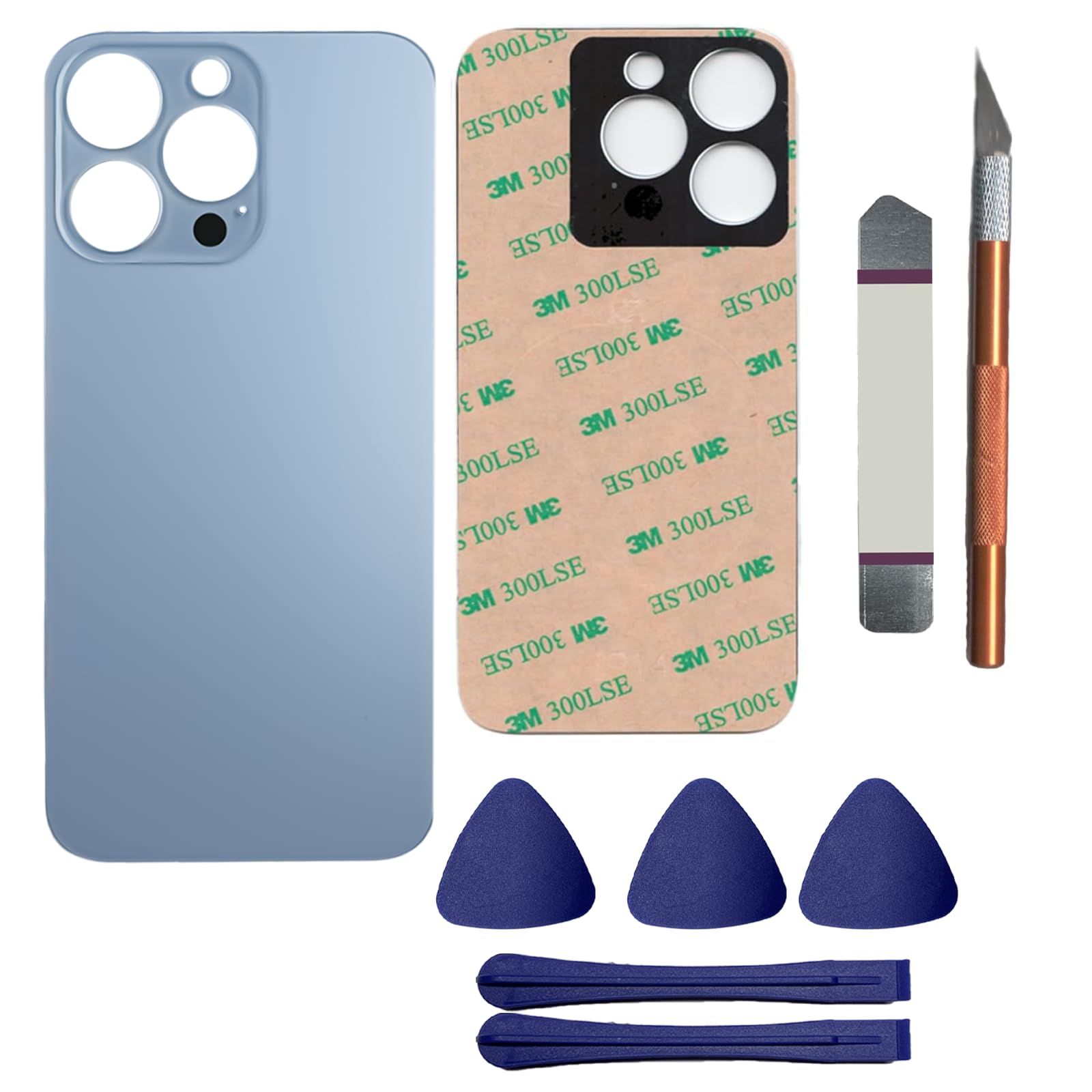 13 Pro Back Glass Replacement for iPhone 13 Pro Rear Back Glass with Pre-Installed Adhesive and Tools(Sierra Blue)