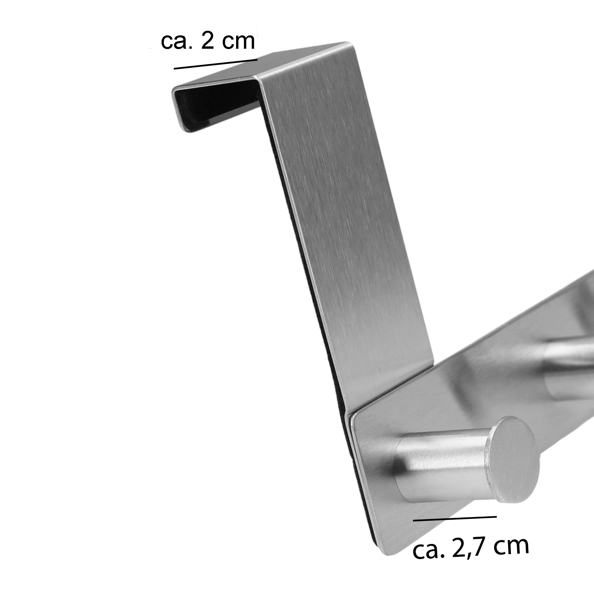VonBueren Appendiabiti da porta da appendere, in acciaio inox, 30 cm, 5 ganci per porta, adatto come appendiabiti per porta, per porta