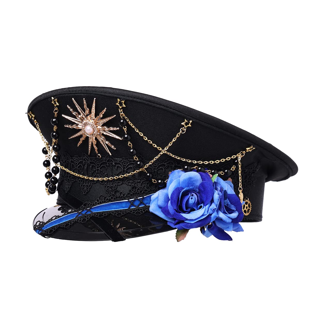 GRACEART Unisex Steampunk Hat Lolita Top Hat Gay Pride Military Captain Hat Halloween Christmas Cosplay (style01)