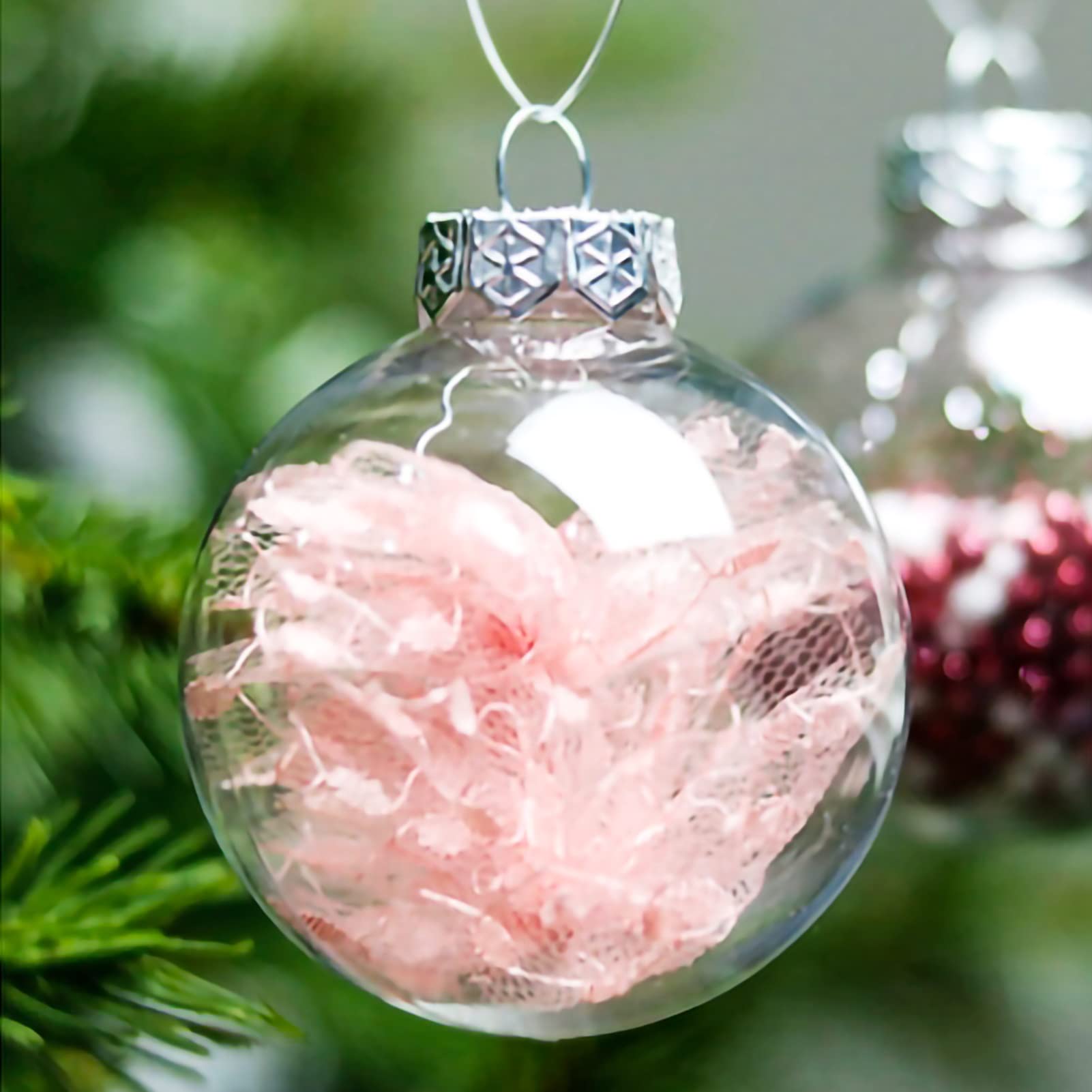 Bombki Choinkowe Ozdoby Różowe Boże Narodzenie Kulki Ozdoby Shatterproof Choinki Dekoracje Na Wakacje Wedding Party Decoration, 24 sztuk Bombki świąteczne