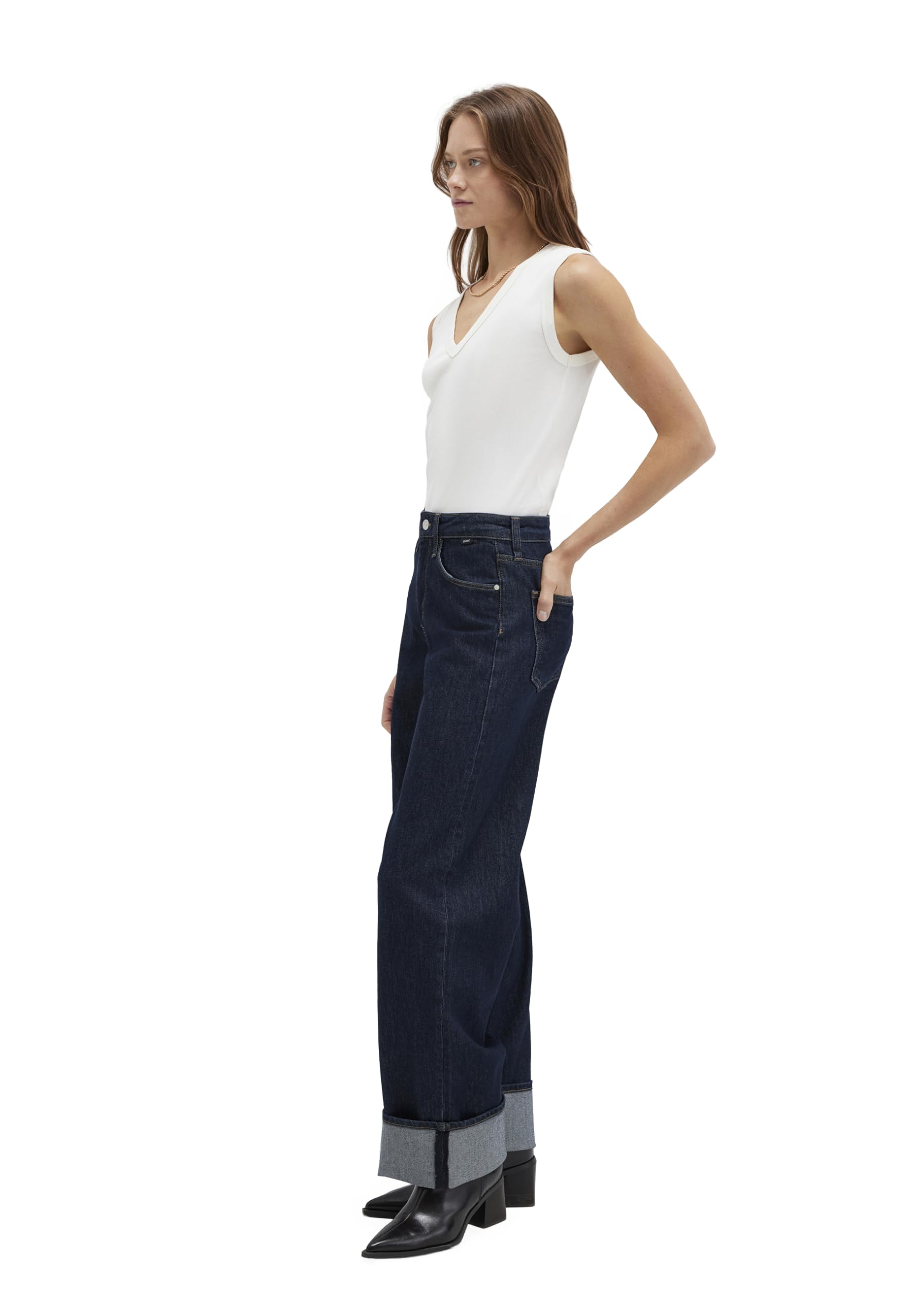 Mavi Damen Denim Pants Sandra Cuffed Wide Leg
