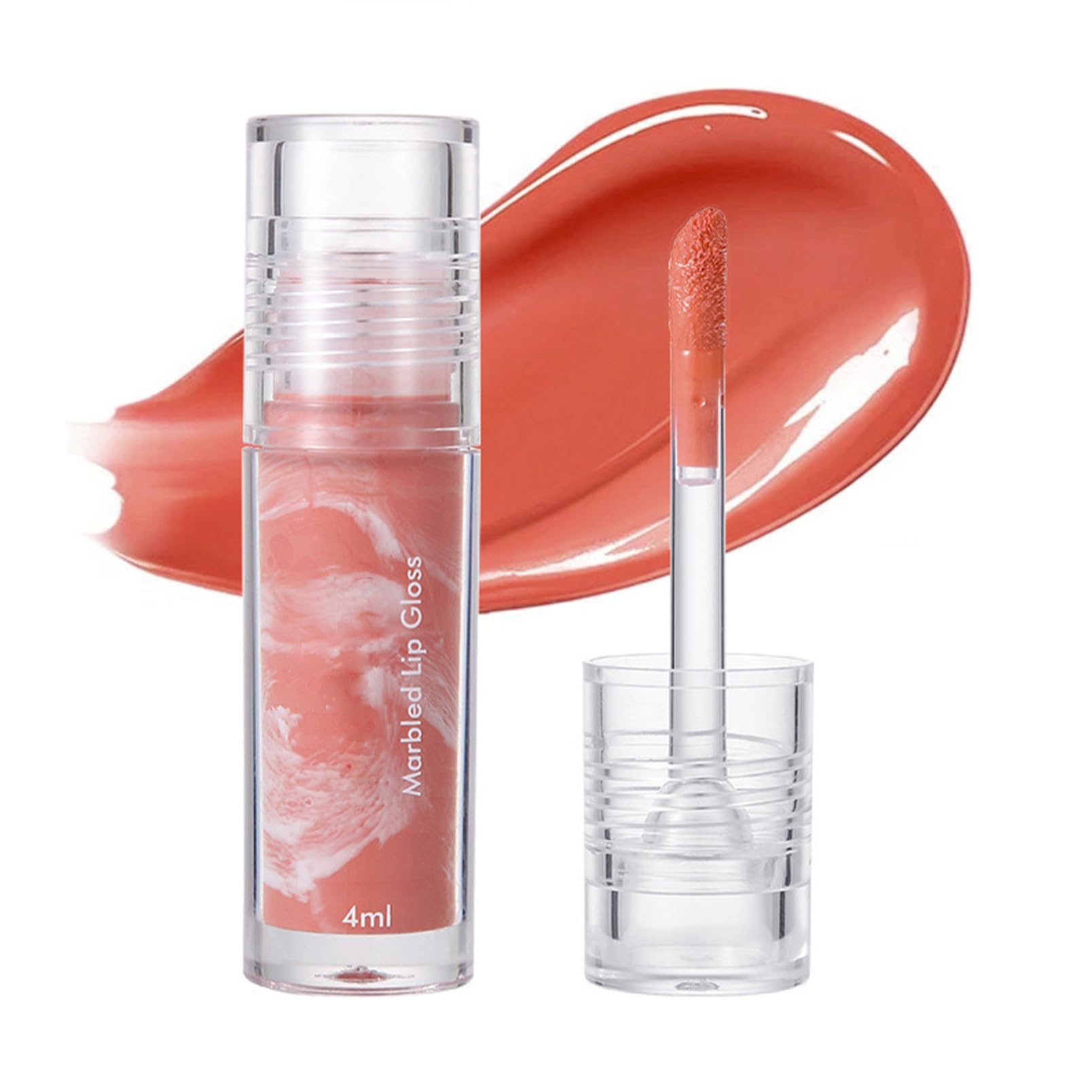 dPois 1 Piece 3 5ML Marble Look Lip Gloss for Women Girls Glossy Hydrating Lip Shine Lightweight Mirror