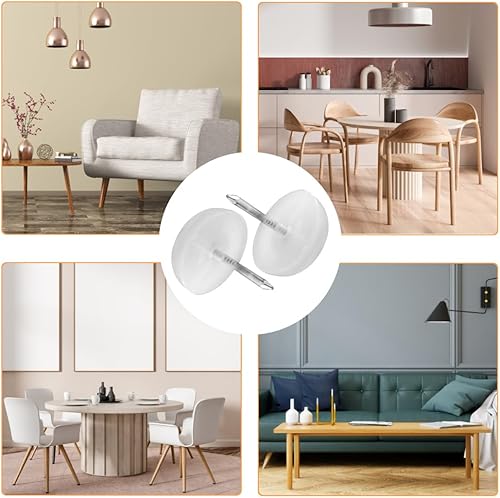 Miniatura 6 de TOVOT 100 piezas de 0.69 pulgadas de clavo para muebles con caja, sillas redondas pequeñas, deslizadores de muebles para madera dura
