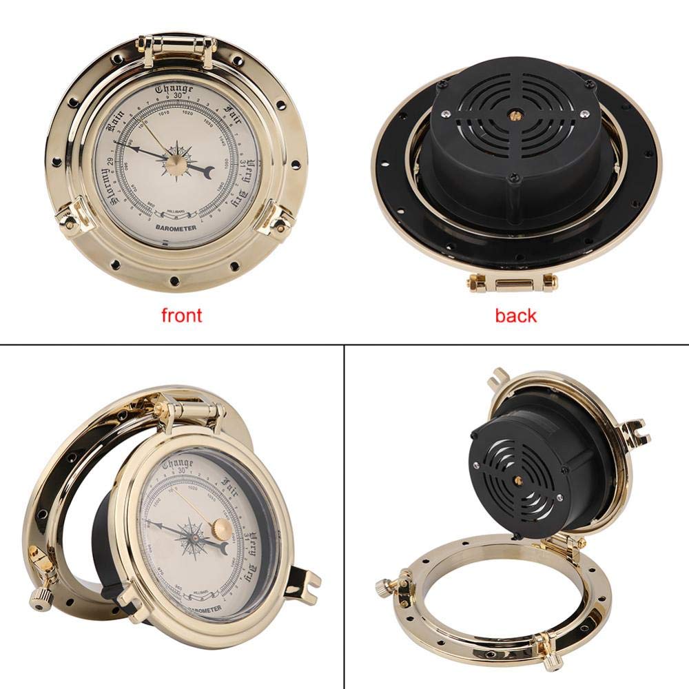 Compteur d'humidité de la température de l'horloge de baromètre rétro de Rome pour le bateau SUV marin de yacht de RV[Baromètre d'or]