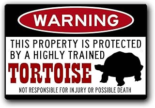 FemiaD Tortoise Sign,Funny Metal Signs,Tortoise Gift,Tortoise Accessories,Tortoise Warning Sign,Pet Gift, Small Pet Tin Sign 8 X 12 Inches