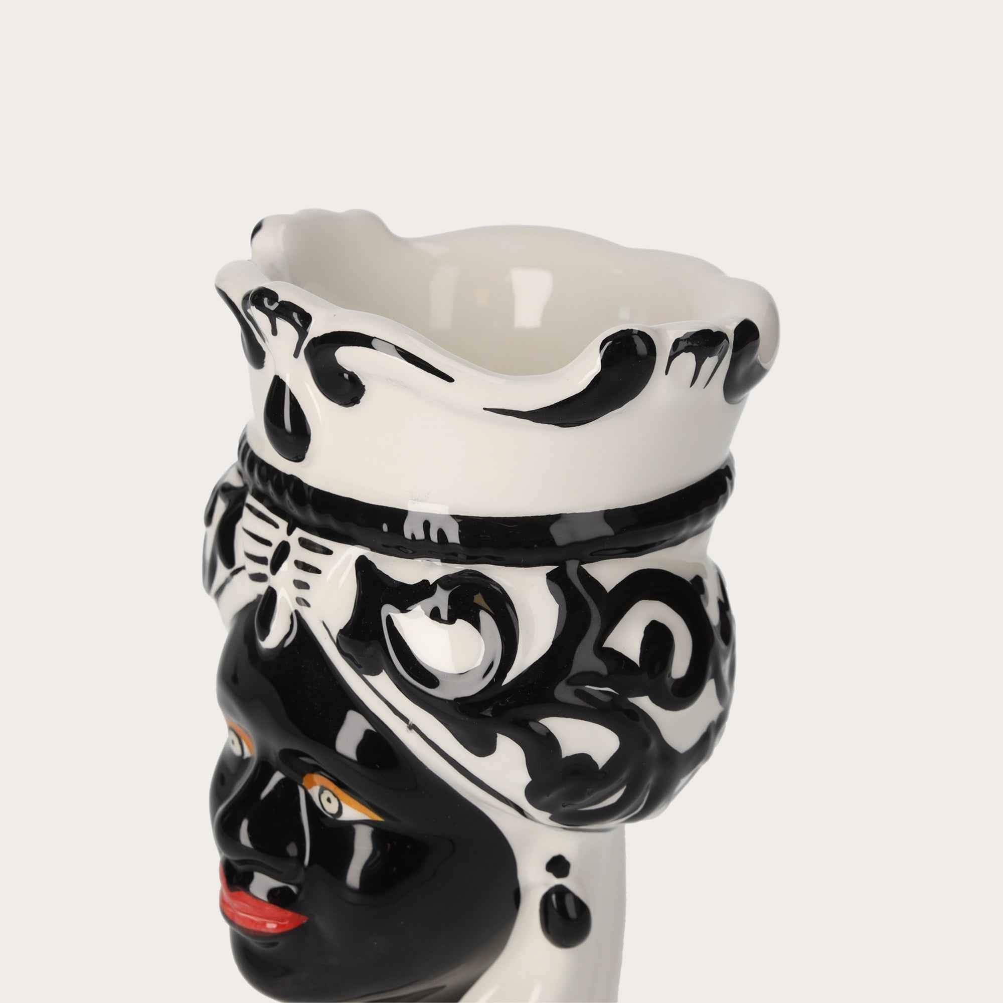 Keyhomestore | Vaso Testa di Moro Piccolo in Ceramica Nera h. 20 cm