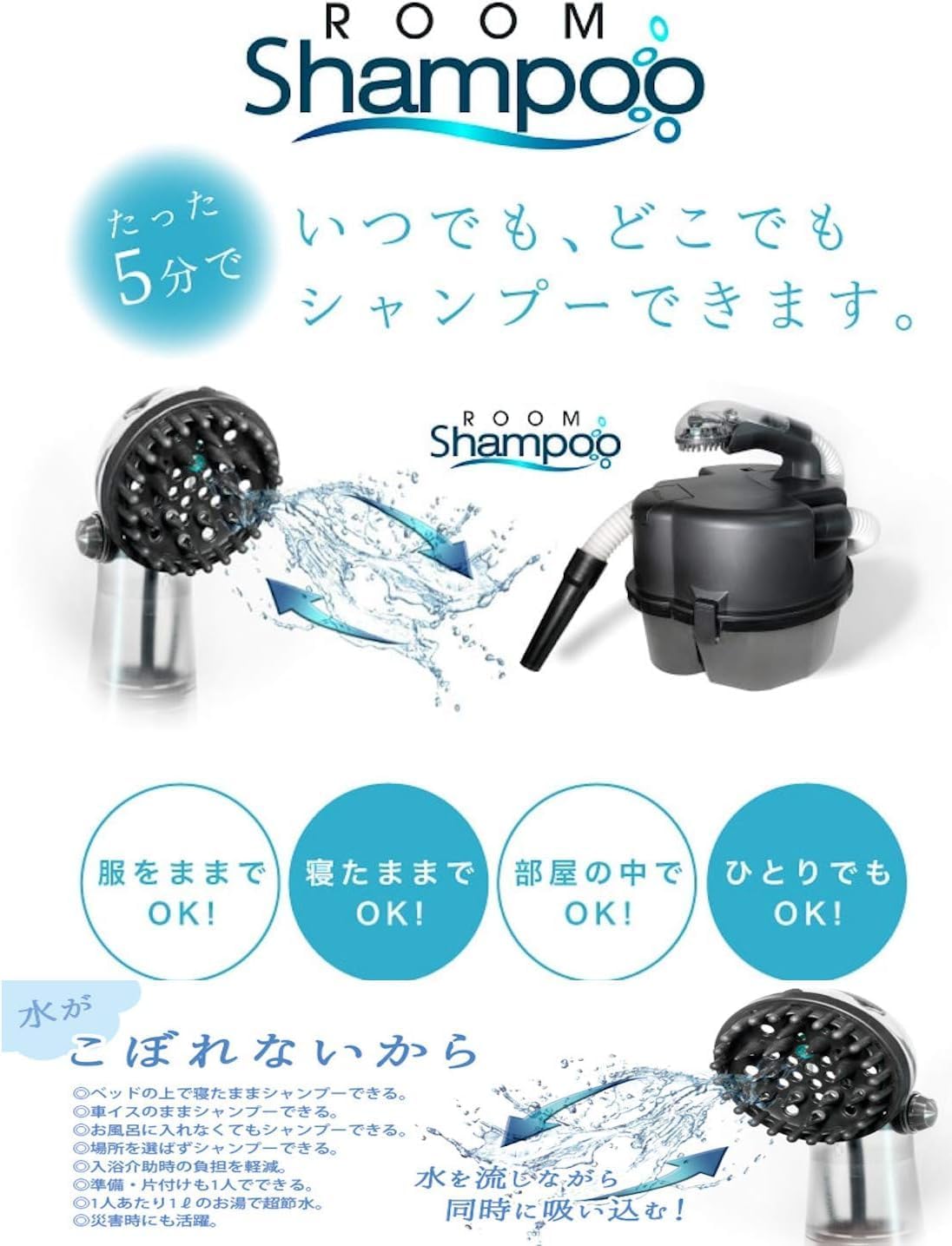 GUARDNER ルームシャンプー本体セット・ 水がこぼれない洗髪器
