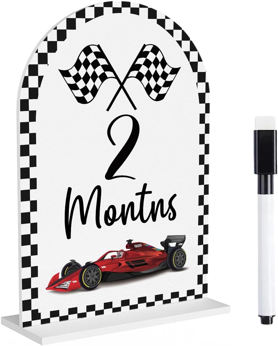 Baby Boy Monthly Milestone Signs 1-12 Monthly Baby Milestone Boy Racing car