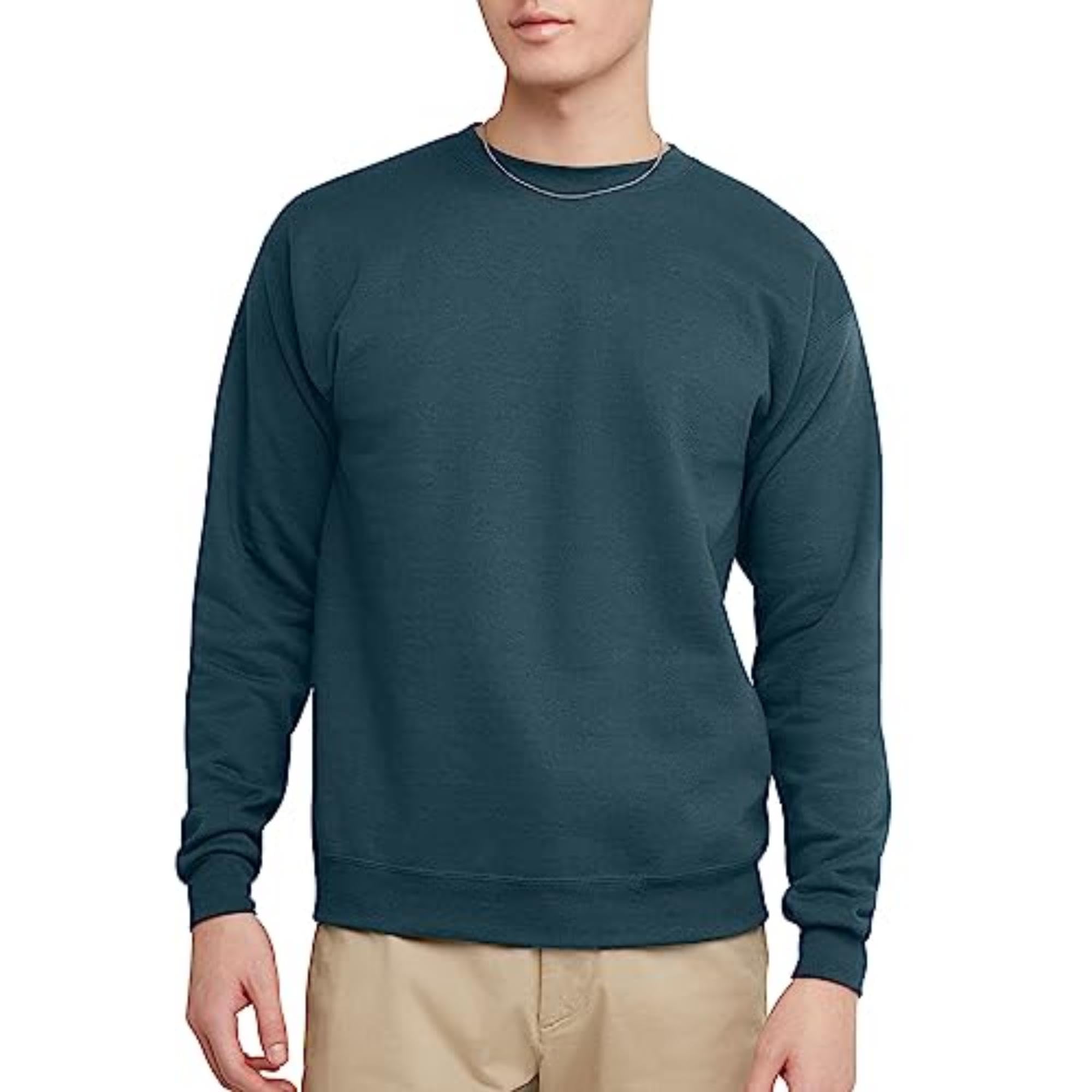 Hanes EcoSmart Fleece, Cotton-Blend Pullover, Crewneck Sweatshirt for Men, Metallic Teal, XL