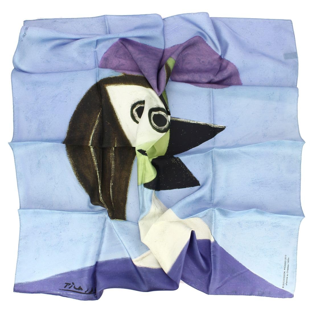 Carré 90 Picasso Femme au Chapeau en soie multicolore imprimée