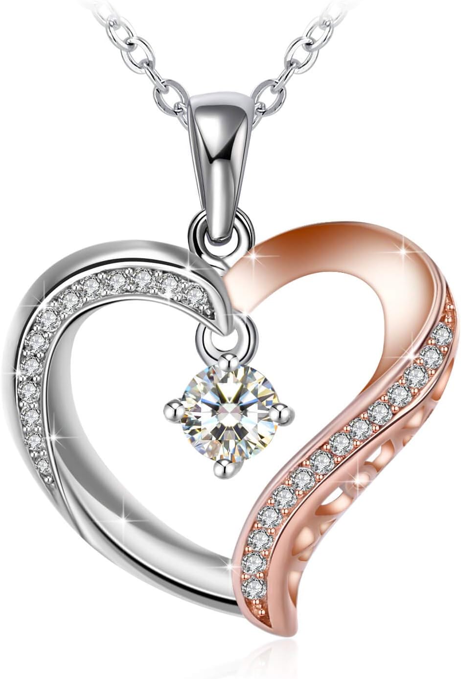 Fashion Crystal 18K Gold Plated 925 Sterling Silver Heart Necklace for Women Gift Packing J.Rosée Fashion Jewelry JR461