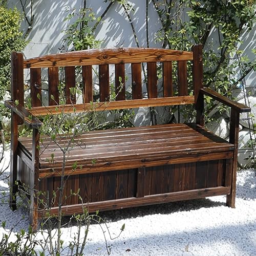 Banc de jardin en bois 2 places pour ranger les coussins et optimiser le balcon