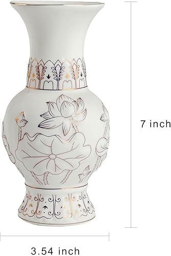 Miniatura 4 de Houlu Florero budista de cerámica blanco pequeño de 7 pulgadas, suministros budistas del altar
