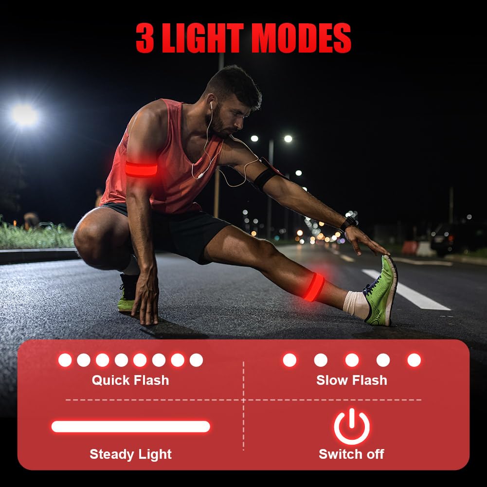 flintronic Bande Catarifrangenti, LED Bracciale, Braccialetto Riflettente LED, Braccialetto Ricaricabile USB, Racciale Catarifrangent, Fascia per Braccio Ricaricabile per Bici Jogging