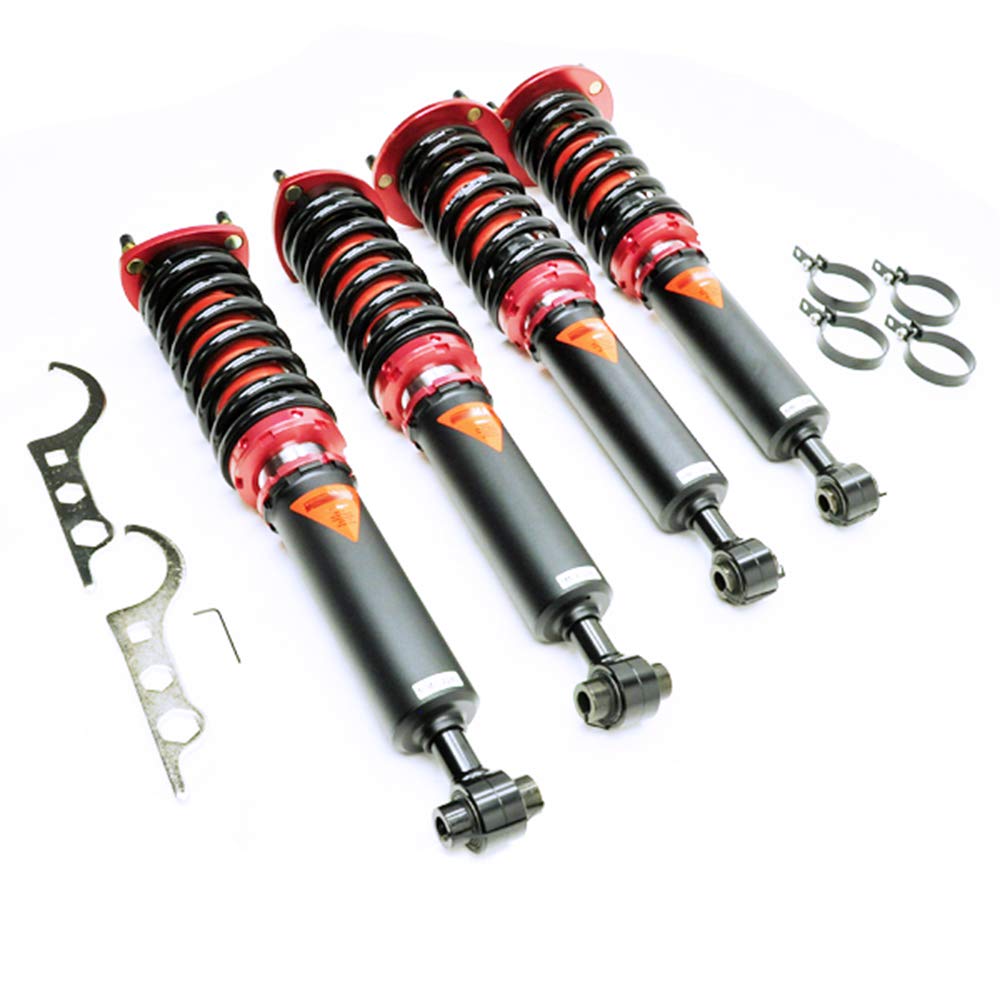 Compatible With/Replacement For Brightt GSP-QPD-744 MAXX Coilovers Lowering Kit, Fully Adjustable, Ride Height, 40 Clicks Rebound Settings, GS350/GS430 06-11 (S190)