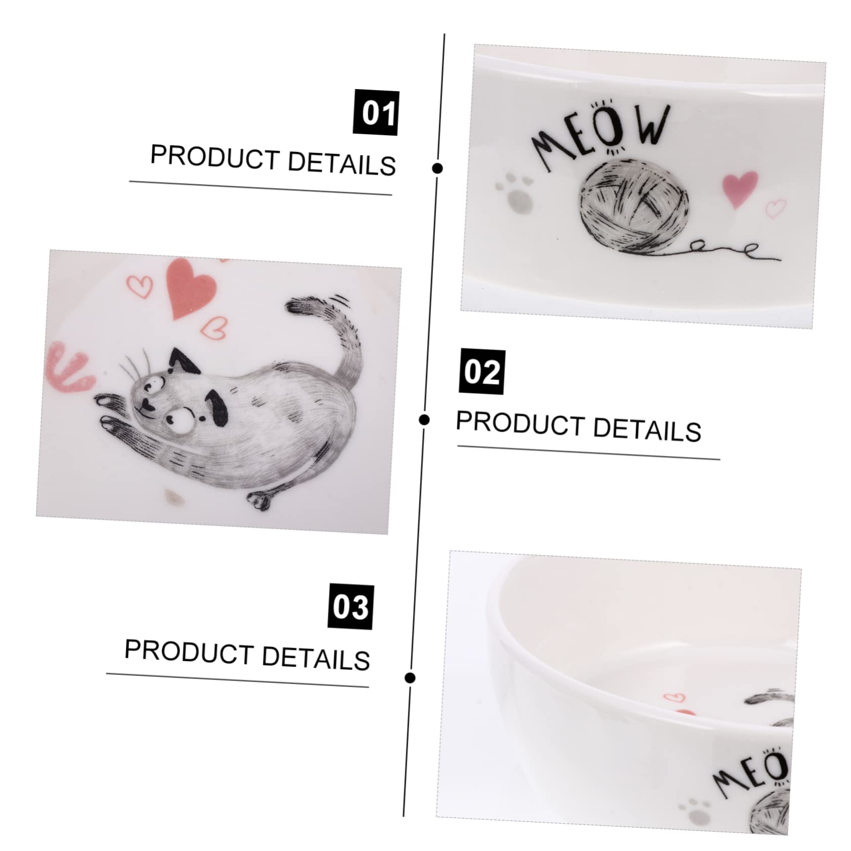 BESPORTBLE Bol de Chat Bols de Chat Bol d'eau pour Chat Nourriture pour Chats Non conteneur Croquette Chat récipient Chat Alimentation Arc de Chiot Arc de Chat Chiot céramique Blanche