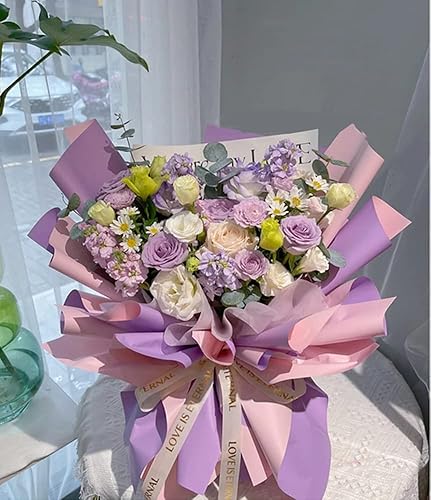 Miniatura 4 de 20 hojas de papel de regalo de flores de doble cara, papel de regalo impermeable para el día de San Valentín, 22.8 x 22.8 pulgadas, utilizado para