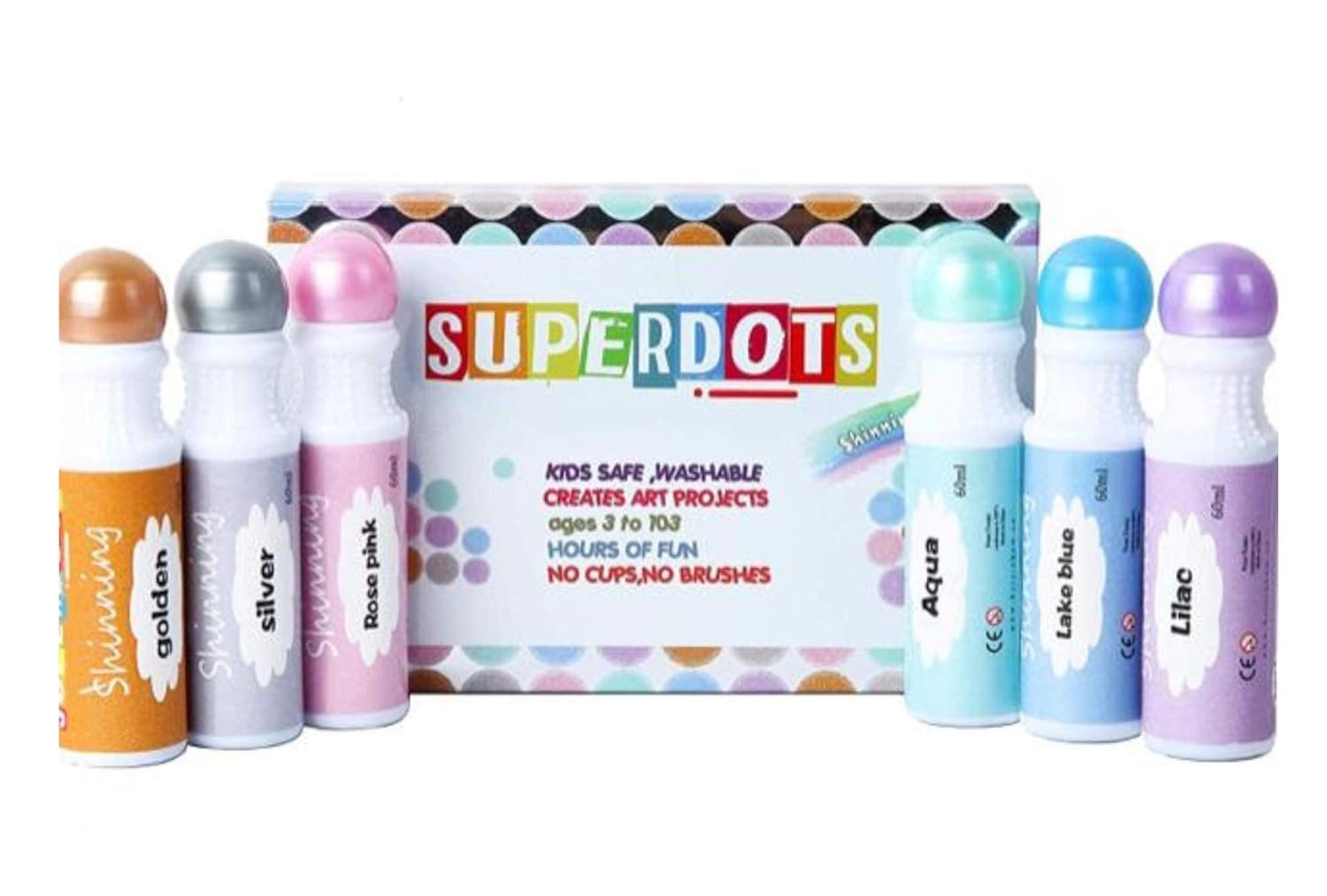 Levin 6 Colors Non Toxic Dot Paint Markers Bingo Daubers for Toddlers Art Craft Party Favors Water-Based Non-Toxic Bingo Daubers 6 pc 60 ml