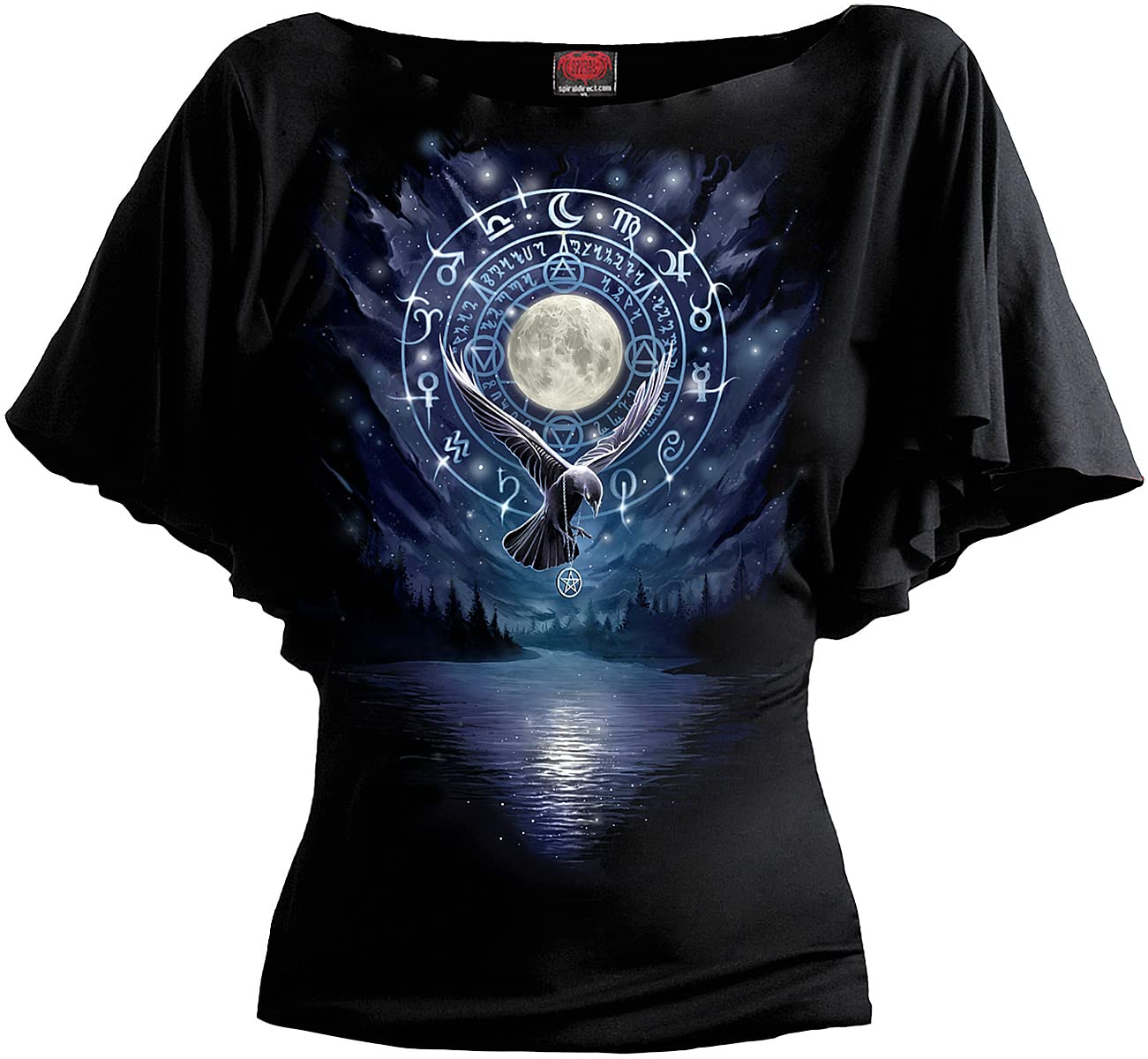 Spiral Women's Boat Neck Bat Sleeve Top - Black - 3XL