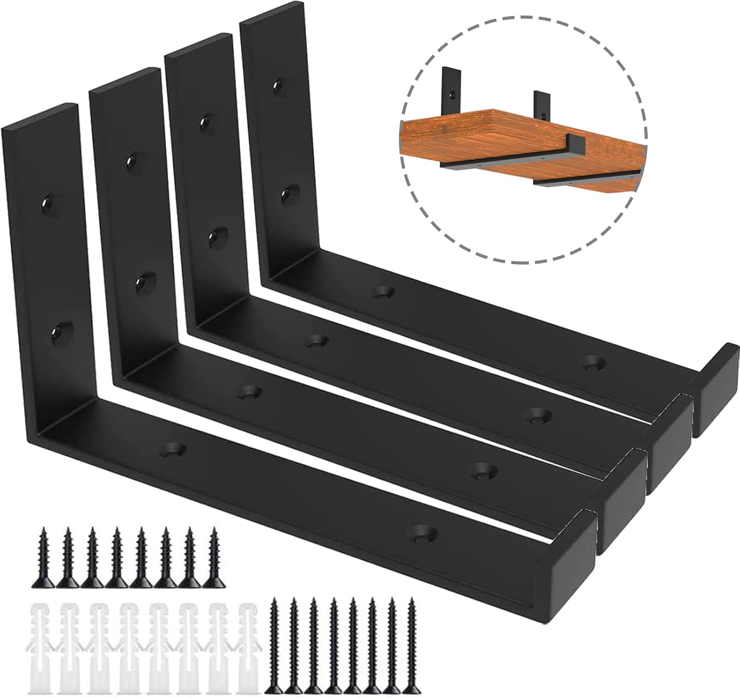 Heavy Duty Shelf Brackets, 4 Pack Brackets for Shelves, Wall Mounted