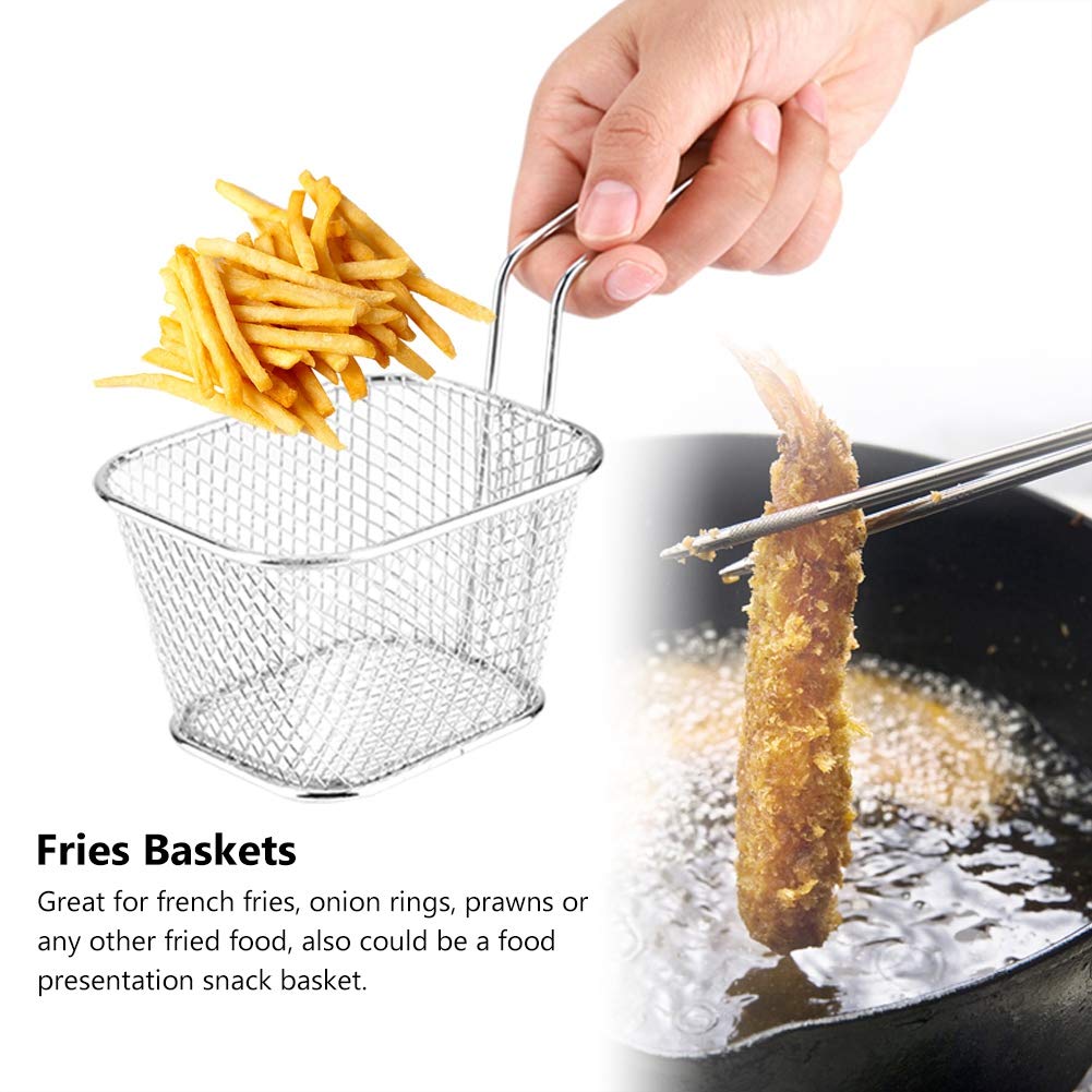Mini Fry Basket, Stainless Steel Chip Basket, Fry Food Display Holder, for Cafe, Restaurant or Your Home Use