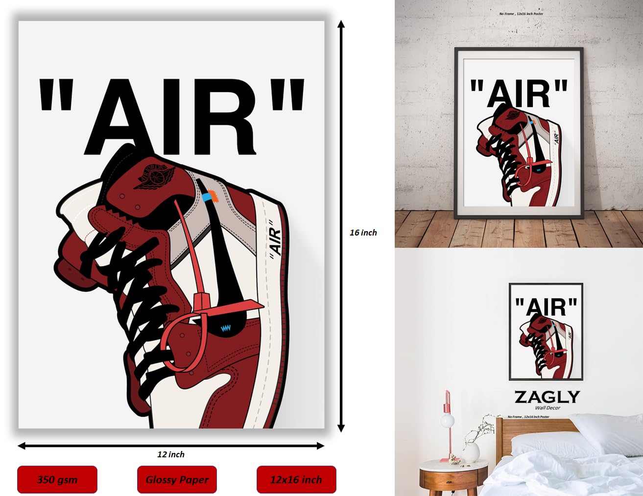 Amazon.com: Hypebeast Red Chicago Sneaker Poster – (12x16 Inch