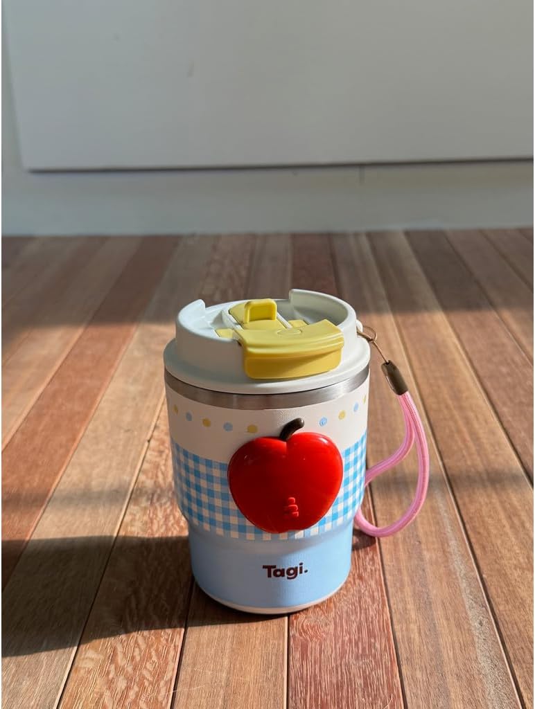 Tagi. Imagine Apple Tumbler 12oz with with Foldable Straw, 316L Stainless Steel Insulated Water Bottle, Leak-Proof, Fits in Cup Holder (Seasalt Apple) - Image 5