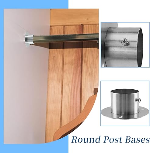 Vista 3 de Semetall Brida de piso de poste de valla de eslabones de cadena de 2 pulgadas, soportes de brida de base de poste redondo de acero inoxidable 304