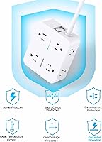 Vista 6 de Power Strips with Surge Protection - HANYCONY 8 Widely Outlets with 4 USB Ports (2 USB C), 3-Side Outlet Extender Strip, 5 Ft Extension Cord, Ideal