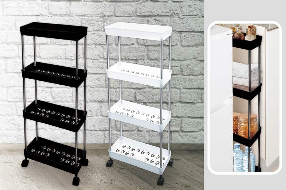 Amazon.co.jp: HAC(ハック) 4段スリムキャスターラック ホワイト 4段