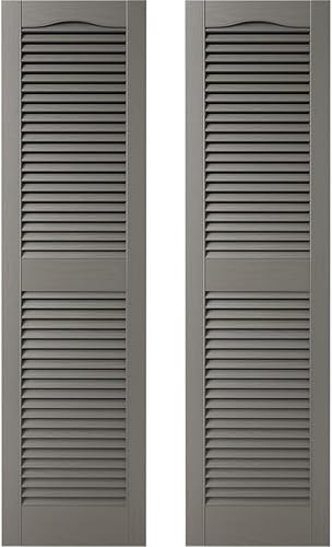 Miniatura 100 de Builders Edge 12 pulgadas de ancho x 48 pulgadas de alto, montante central superior de catedral estándar, persianas con listones abiertos, incluye