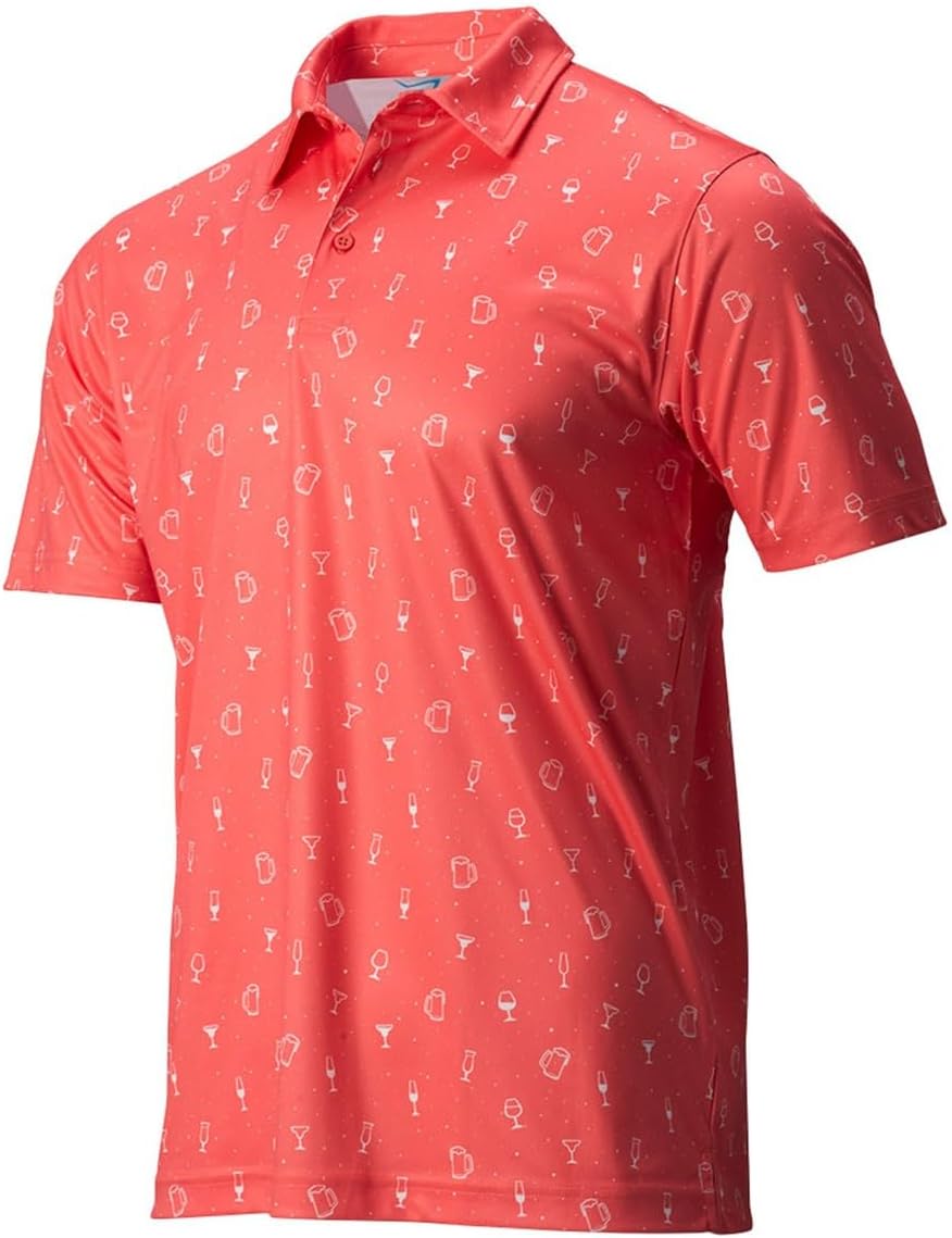 TGW Men's Cocktail Print Golf Polo Shirt for Golfing