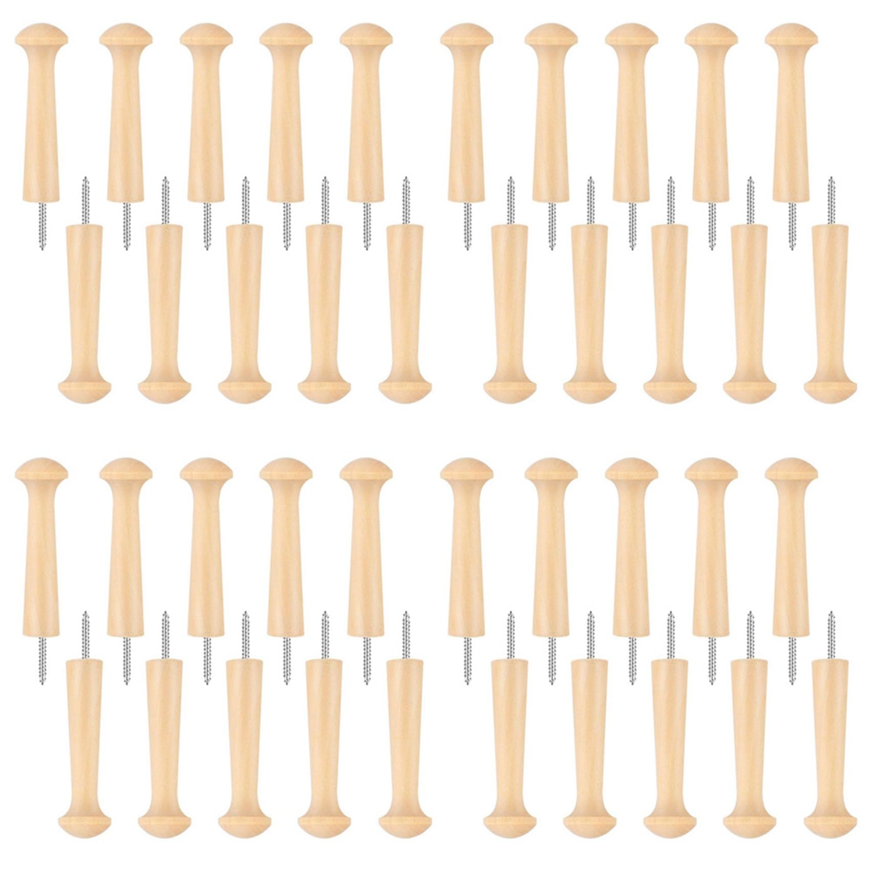 Hndhbfgrt 40pcs Wooden Shaker Peg Wood -on Shaker Pegs Unfinished Wood Shaker Racks for Hanging Clothes Hats Towel