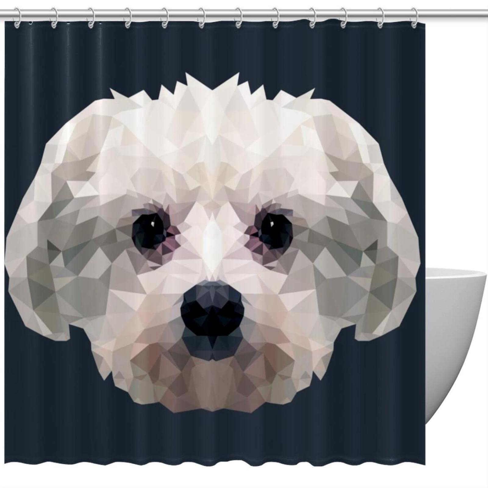 Rideau de douche anti éclaboussures chien abstrait lavable en machine