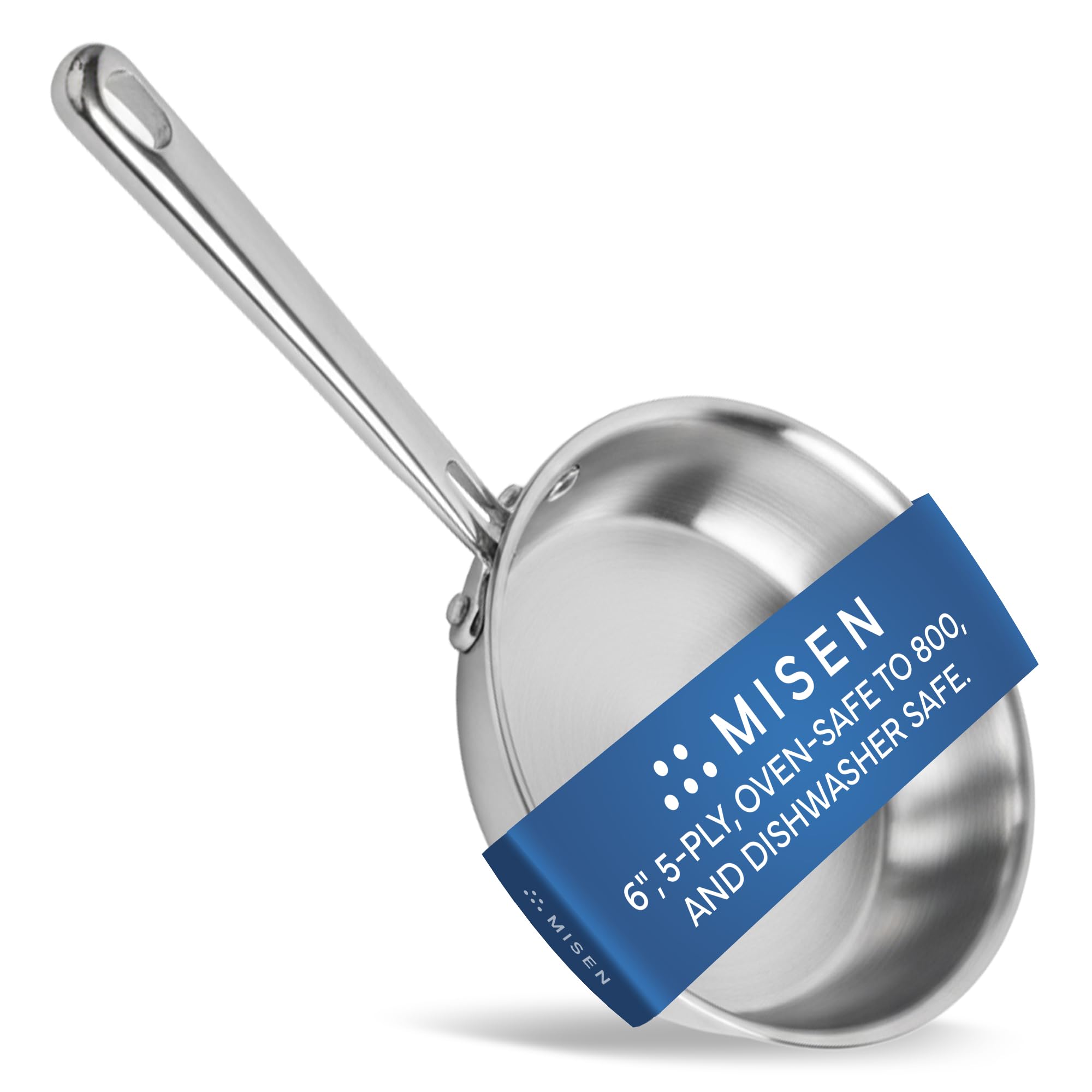 Misen 5-Ply Stainless Steel 6" Frying Pan - Professional Cookware for Induction, Gas and Electric - Dishwasher Safe, Oven Safe to 800°F - Durable, Versatile, Even Heating